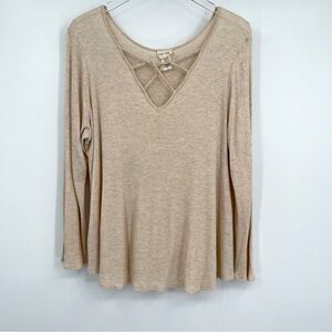 LOVELY MELODY V Neck Detailed Top w/ Long Sleeves Size XL EUC